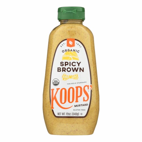 Koops' Organic Spicy Brown , 12 Oz. Bottle, 12-Pack Perspective: front