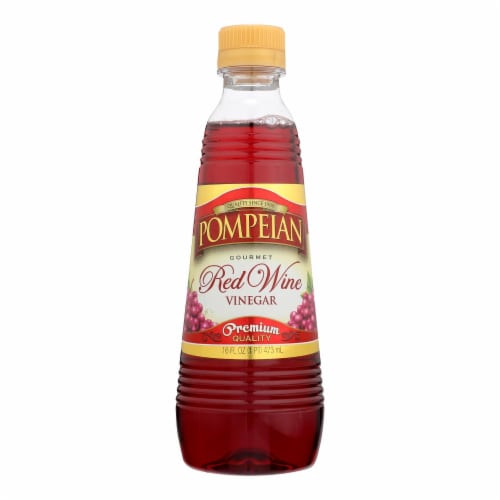 Pompeian Gourmet Vinegar - Red Wine - Case of 12 - 16 Fl oz. Perspective: front