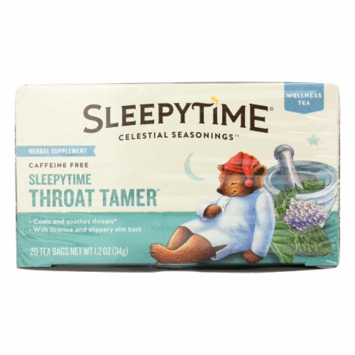 Celestial Seasonings Throat Tamer Herbal Tea - Case of 6 - 20 BAG Perspective: front