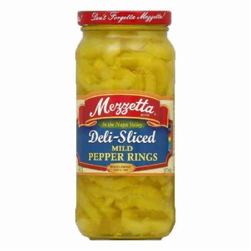 Mezzetta Pepper Rings Deli Sliced, 16 OZ (Pack of 6) Perspective: front