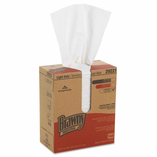 Light Duty Paper Wipers, 2-Ply, 8 x 12.5, White, 148/Box, 20 Boxes/Carton