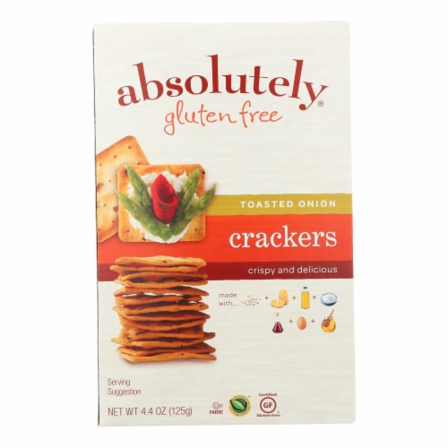 Absolutely Gluten Free Toasted Onion Crackers Perspective: front