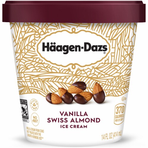 Haagen Dazs, Vanilla Swiss Almond ice cream, Pint (8 Count) Perspective: front