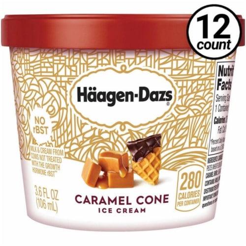 Haagen-Dazs Caramel Cone Ice Cream, Snack Cup 3.6 Oz Perspective: front