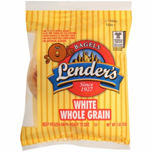 Lenders White Whole Grain Bagel, 2 Ounce — 72 per case.