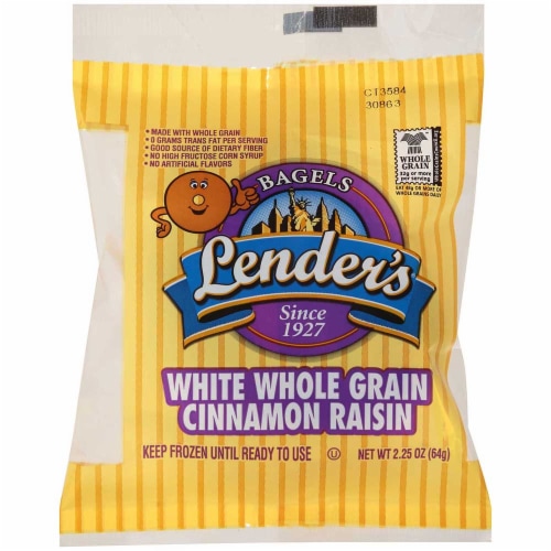 Lenders White Whole Grain Cinnamon Raisin Bagel, 2.25 Ounce — 72 per case.