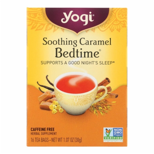 Yogi Bedtime Herbal Tea Caffeine Free Soothing Caramel - 16 Tea Bags - Case of 6 Perspective: front