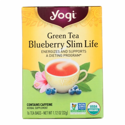 Yogi Green Slim Life Herbal Tea Blueberry - 16 Tea Bags - Case of 6 Perspective: front