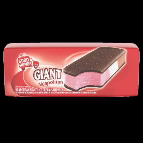 Good Humor, GIANT Ice Cream Sandwich, Neapolitan, 6.0 oz. (24 Count) Perspective: front