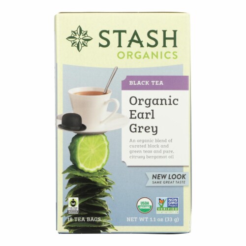 Stash Tea Organic Earl Grey Black and Green Tea - Case of 6 - 18 Bags Perspective: front