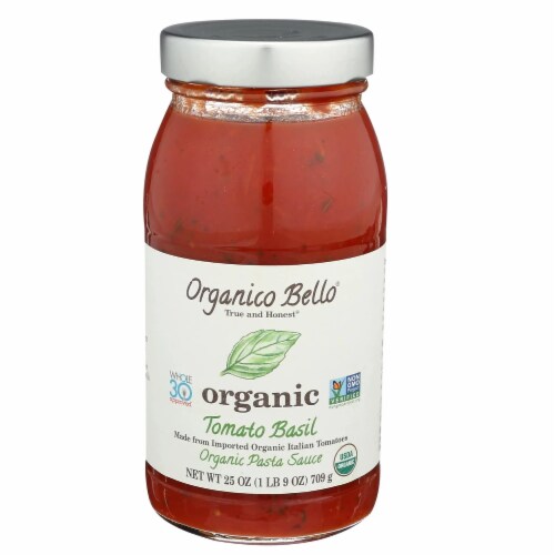 Organico Bello Organic Imported Tomato Basil Pasta Sauce, 25 oz [Pack of 6] Perspective: front