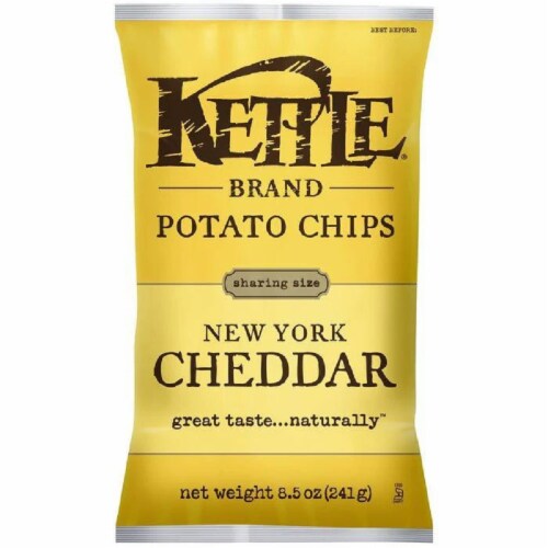 Kettle Brand New York Cheddar Potato Chips 8.5 Oz Bag (Pack of 12) Perspective: front
