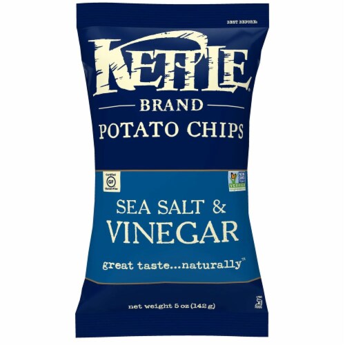Kettle® Sea Salt and Vinegar Potato Chips - 5 oz. bag Perspective: front
