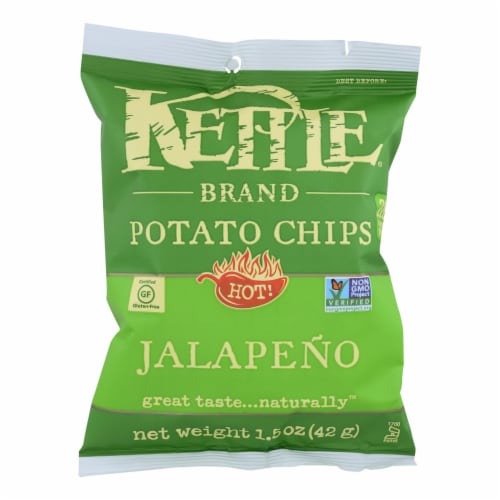 Kettle Brand Potato Chips - Jalapeno - Hot - 1.5 oz - case of 24 Perspective: front
