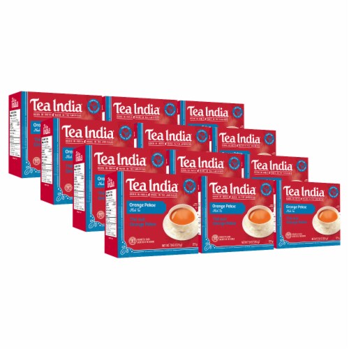 Tea India Orange Pekoe Black Tea Chai with 80 Round Teabags Pack of 12 Perspective: front