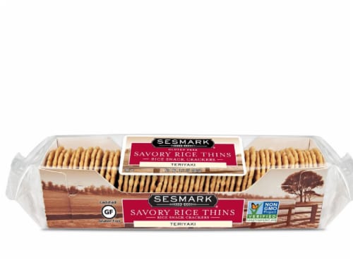 Sesmark Savory Rice Thins, Teriyaki , 3.2 Oz (Pack of 12) Perspective: front