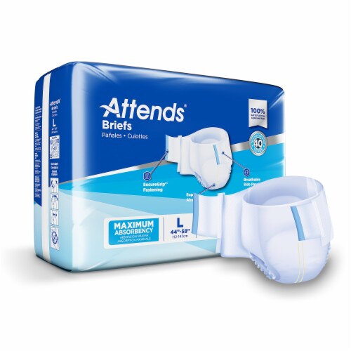 Attends Adult Incontinence Brief L Heavy Absorbency Contoured, DDA30, Heavy to Severe, 72 Ct Perspective: front