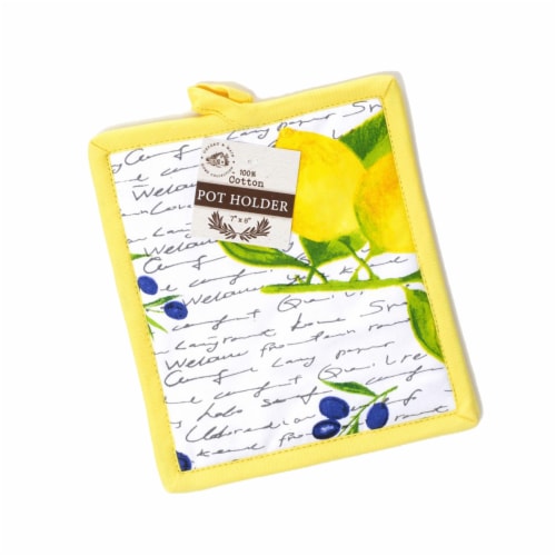 Stephan Roberts 7" x 8" 100% Cotton Pot Holder - Lemons Perspective: front