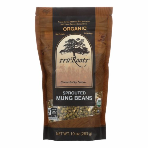 Truroots Organic Mung Beans - Sprouted - Case of 6 - 10 oz. Perspective: front