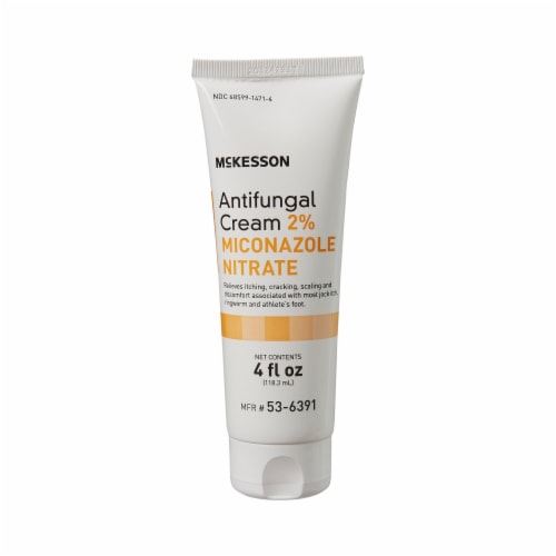McKesson 2% Miconazole Nitrate Cream Antifungal 4 oz. Tube Perspective: front
