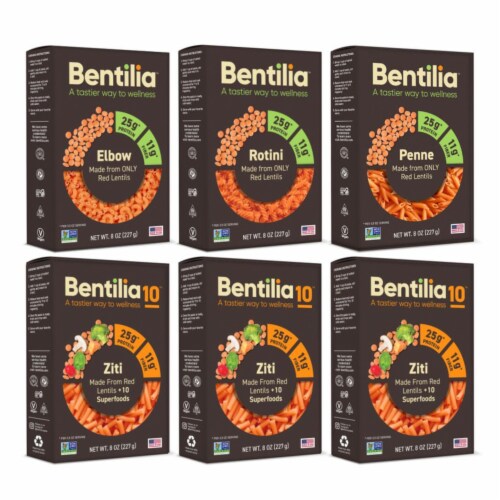 Variety Pack 6 (Penne, Rotini, Elbow, Ziti) Perspective: front