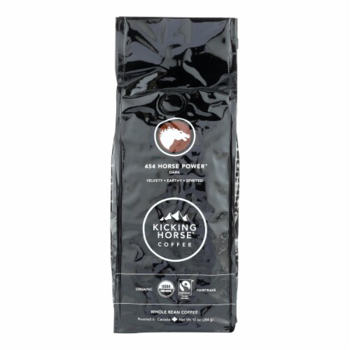Kicking Horse Coffee-Organic-Whole Bean-454 Horse Power-Dark Roast-10 Oz-Case Of 6 Perspective: front