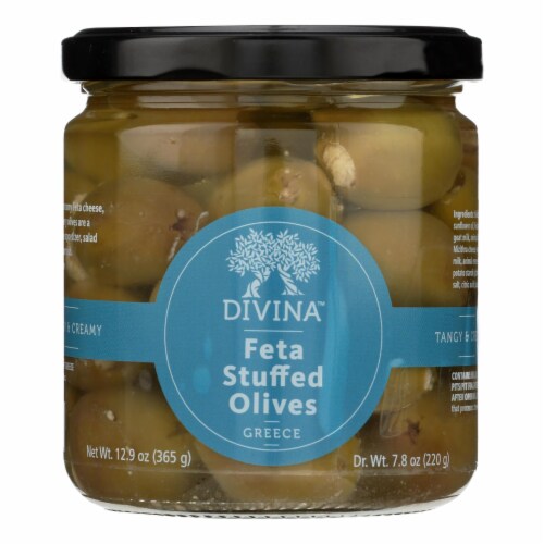 Divina - Olives Stuffed with Feta Cheese - Case of 6 - 7.8 oz. Perspective: front