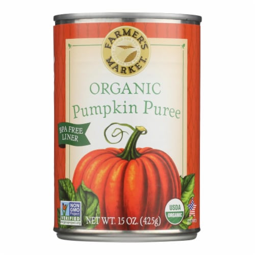 Farmers Market Organic Pumpkin, 15 Oz (Pack of 12) Perspective: front
