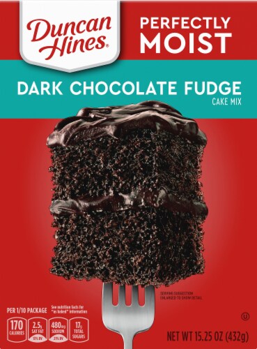 Duncan Hines Perfectly Moist Dark Chocolate Fudge Cake Mix Case Sale Perspective: front