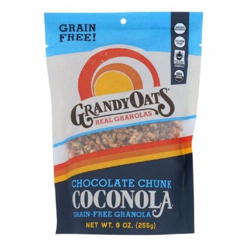 GrandyOats Grain Free Granola Chocolate Chunk Coconola, 9oz (Pack of 6) Perspective: front