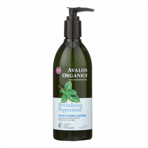 Avalon Organics Hand and Body Lotion Peppermint - 12 fl oz Perspective: front