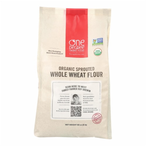 One Degree Organic Foods Whole Wheat Flour - Organic - Case of 4 - 80 oz. Perspective: front