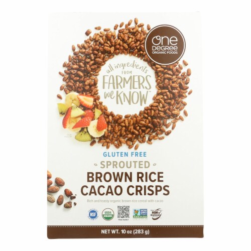 One Degree Organic Foods Sprouted Brown Rice Crisps Cereal Perspective: front