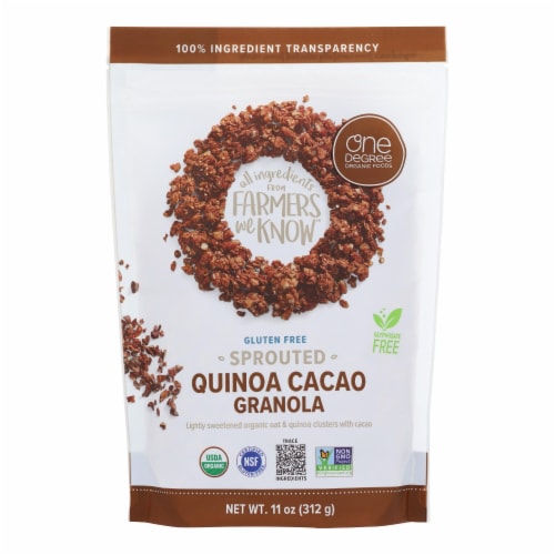 One Degree Organic Foods Quinoa Cacao Granola Sprouted Oat Perspective: front