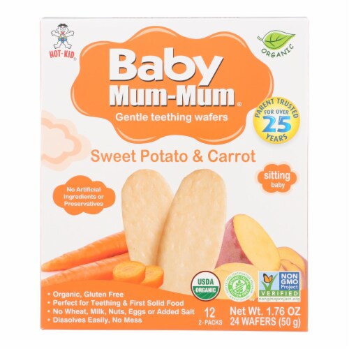 Baby Mum Mum Sweet Potato and Carrot Flavor Organic Baby Teeth Rice Rusk Organic Snack Perspective: front