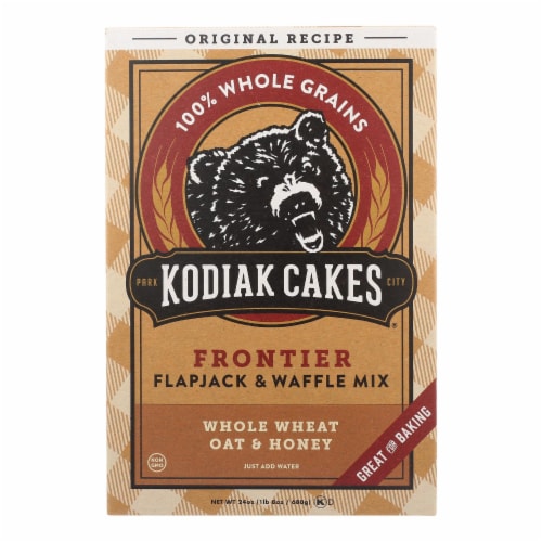Kodiak Cakes Flapjack and Waffle Mix - Whole Wheat Oat and Honey - Case of 6 - 24 oz. Perspective: front