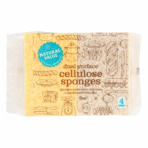 Natural Value Dual Surface Cellulose Sponges - Case of 24 - 4 Count Perspective: front