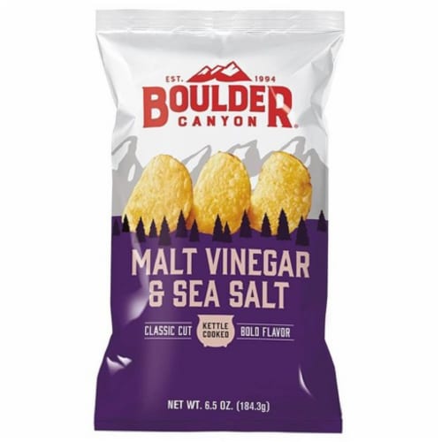 Boulder Canyon Malt Vinegar & Sea Salt Kettle Cooked Potato Chips Perspective: front