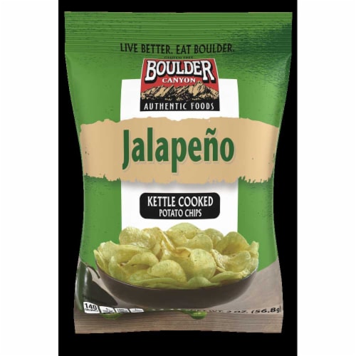 Boulder Canyon Jalapeno Kettle Cooked Potato Chips, 2 Ounce -- 8 per case. Perspective: front
