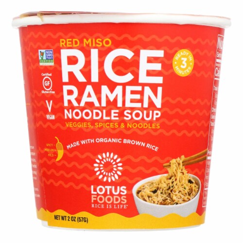 Lotus Foods Red Miso Rice Ramen Noodle Soup - Case of 6 - 2 OZ Perspective: front