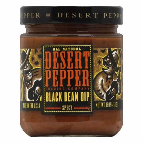 Desert Pepper Spicy Black Bean Dip - Medium, 16 OZ (Pack of 6) Perspective: front
