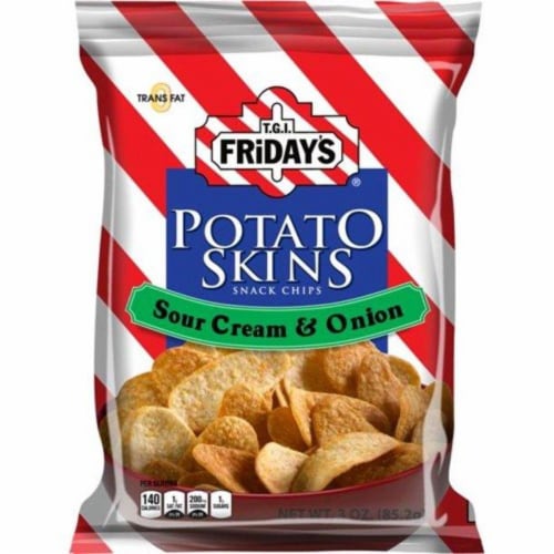 TGI Fridays, Potato Skins Sour Cream & Onion, 3.0 oz. BIG bag (6 count) Perspective: front