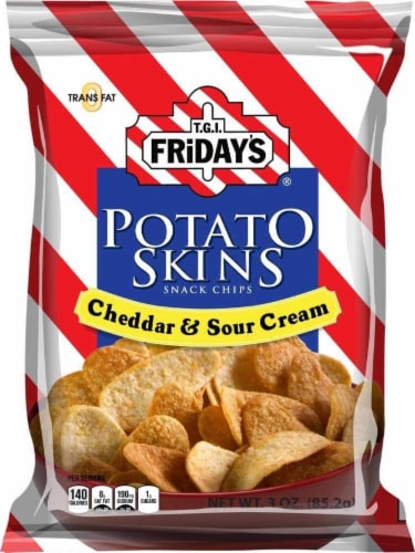 TGI Fridays, Potato Skins Cheddar & Sour Cream, 3.0 oz. BIG bag (6 count) Perspective: front