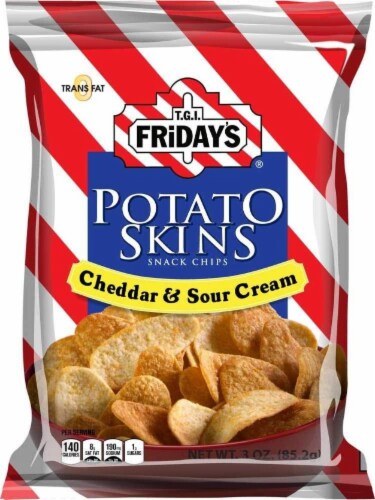 TGI Fridays, Potato Skins Cheddar & Sour Cream, 3.0 oz. BIG bag (6 count) Perspective: front