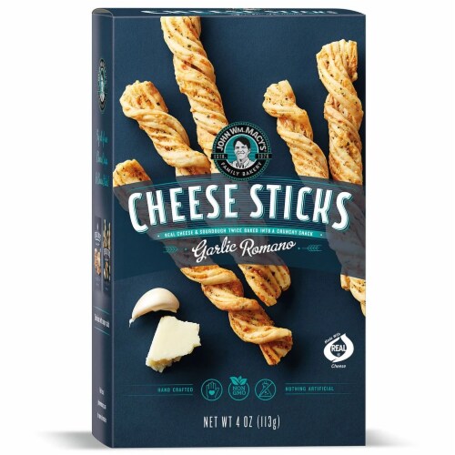 John Wm Macys Garlic Romano CheeseSticks, 4 OZ (Pack of 8) Perspective: front