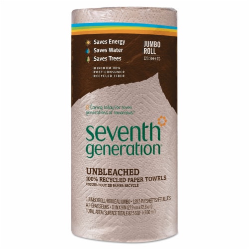Seventh Generation Recycled Paper Towels - Unbleached - Case of 30 - 120 Count Perspective: front