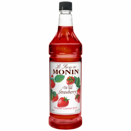 Monin Wild Strawberry Flavoured Syrup, 1 Liter -- 4 per case. Perspective: front