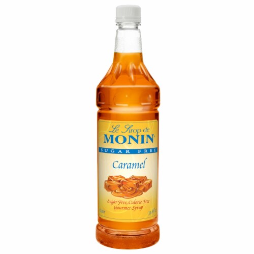 Monin Sugar Free Caramel Flavor Syrup, 1 Liter -- 4 per case. Perspective: front