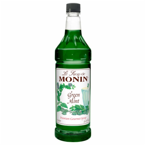 Monin Green Mint Syrup, l Liter -- 4 per case. Perspective: front