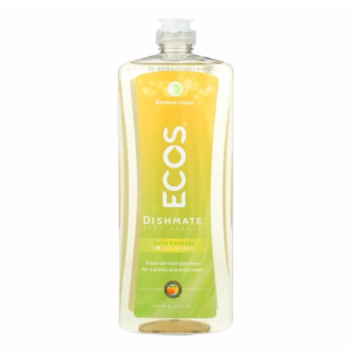 Earth Friendly Dish mate Liquid Dish Soap - Bamboo Lemon - Case of 6 - 25 FL oz. Perspective: front